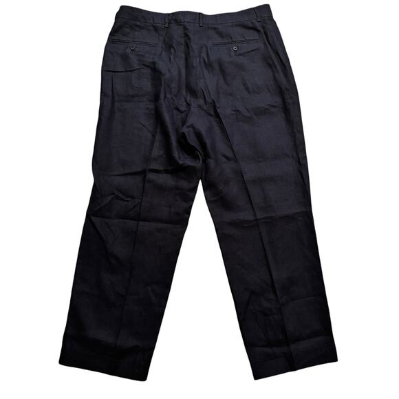 J. Peterman Company Men Flat Front Linen Cuffed Pants Size 38x28 Navy Blue - Picture 2 of 5